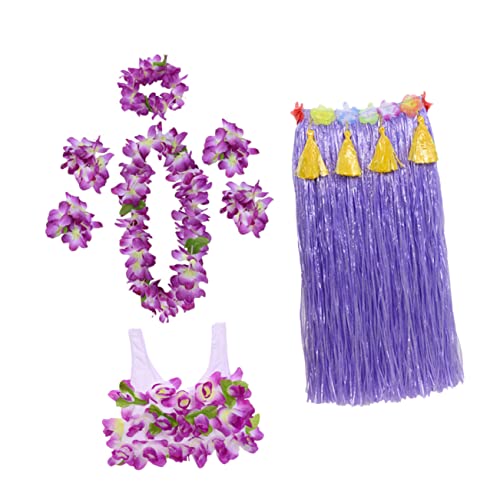 Holibanna 1 Satz Flow Comb Hula-Anzug Hawaiischer Rock Hawaii-Accessoires Hula-Girlande Kostüm hawaii party outfit hawaii party dekoration Hawaii-Rock Hula-Kleid Kunststofffaser Violett von Holibanna