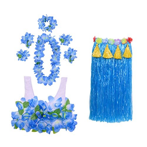 Holibanna 1 Satz Flow Comb Hula-anzug Hawaiianischer Tischrock Girlande Hawaiianische Halskette Hawaiianisches Thema Partydekorationen Im Hawaii-stil Luau-dekorationen Kunststofffaser Blue von Holibanna