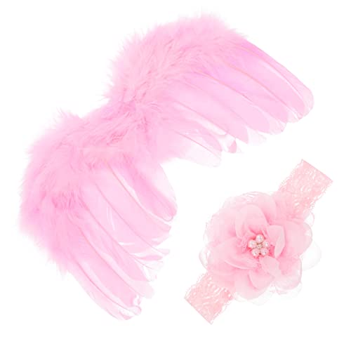 Holibanna 1 Satz Fotoanzug Neugeborene Flügel Flügel-kit Kinderstirnband Neugeborene Outfits -kostüm-requisite Stirnband Für Babyfotografie Stirnbänder Für Neugeborene Rosa Nylon von Holibanna