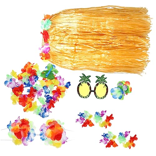 Holibanna 1 Satz Hawaiianischer Hula Luau-Partykleidung hawaiianische Partydekorationen Abschlussball-Dekor hawaii sonnenbrille hawaii outfit Luau Partyrock Hawaii-Outfits für Frauen Stoff von Holibanna