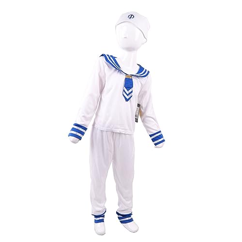 Holibanna 1 Satz Matrosenanzug für Kinder Kinderkleider kostüme kinder Matrosenkostüm für Herren Outfit Kostüm für Kinder Matrosenuniform Performance-Kostüm Polyester Weiß von Holibanna