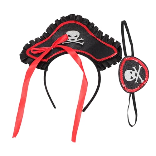 Holibanna 1 Satz Piratenhaar- Piraten-patches Kostüme Für Erwachsene Halloween-kostüm Für Erwachsene Halloween-piratenhut Outfit Piraten-augenklappe Maskerade Rot Filzstoff von Holibanna