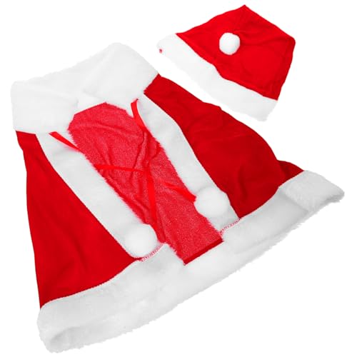 Holibanna 1 Satz Santa Cape Party Cosplay Kostüm (Kinder) Weihnachtsmannmütze Feiertagskostümhüte weihnachtskleider kinder weihnachtskleider für kinder Weihnachtsumhang Plüsch Stoff rot von Holibanna