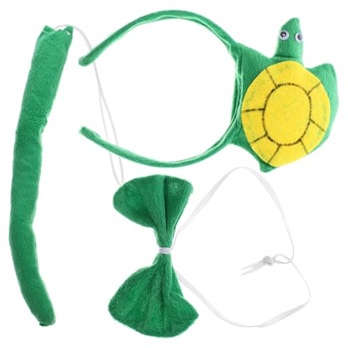 Holibanna 1 Satz Schildkröten-anziehset Cosplay Tierfliege Schildkrötenschwanz Schildkröten-haarschmuck Tier-stirnband-kostüm Zubehör Für Tierhaare Party-stirnband Plüsch Green von Holibanna