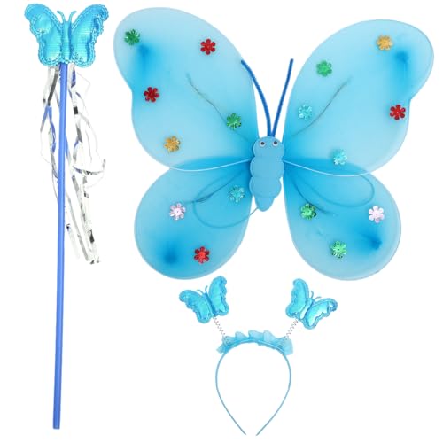 Holibanna 1 Satz Schmetterlings-Stirnband für Cosplay Schmetterlingsflügel aus Pailletten igelkostümkinder stirntuch Schmetterlingskostüm schmetterling cosplay flügel Engelsflügel Stoff Blue von Holibanna