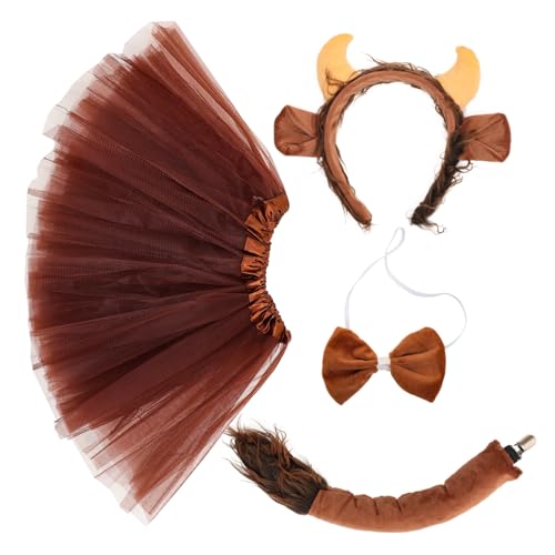 Holibanna 1 Satz Stirnband mit Tierohren Cosplay-Schwanzstütze Tier-Cosplay-Kostüm seidenband ziehschleifenband tails Tierohren-Stirnband für Halloween Cosplay-Rinderkostüm Plüsch Coffee von Holibanna