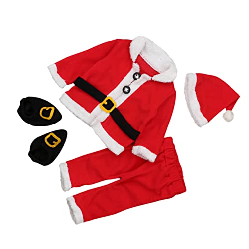 Holibanna 1 Satz Weihnachtsmantel Outfits für neugeborene Jungen winterplüsch tops Winterkleidung kleidung -Weihnachtshose Kleinkinder Weihnachtskostüm Plüschstoffe rot von Holibanna