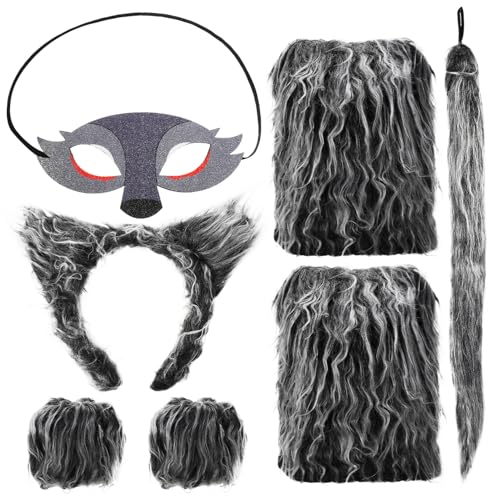 Holibanna 1 Satz Wolfsohren gesetzt Wolf-Kostüm-Accessoire pelziges Kostüm Wolf Beinwärmer Tier Cosplay Zubehör Set Kinder Cosplay Zubehör Wolfskostüm Rollenspiel-Cosplay-Requisite Garn von Holibanna