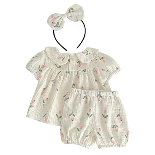 Holibanna 1 Satz -strampler Sommerkleidung Für Mädchen Babykleidung Kleidung Für Kleine Mädchen Kleidung Für Neugeborene Mädchen Süße -sommeroutfits Floral Ärmellos Baumwolle Beige von Holibanna