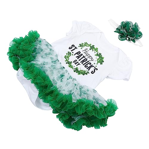 Holibanna 1 Satz -stramplerkleid Ballettröckchen Mädchenkleidung Outfit Für Mädchen Pumphose Fällig Kleinkinder Stirnband Für Babymädchen St. Patricks-day-kostüm Mode Tutu Baumwolle von Holibanna