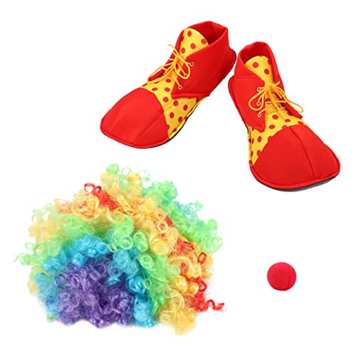 Holibanna 1 Set Clown Make Up Requisiten Perücke Clown Nase Clown Schuh Performance Requisiten Clown Anzieh Buntstoff von Holibanna