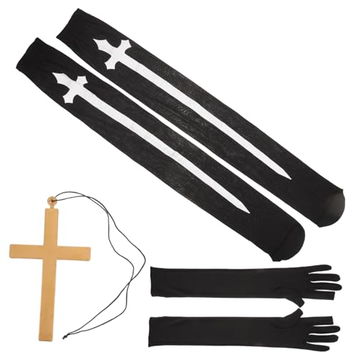 Holibanna 1 Set Karneval Nonne Set Nonne Strumpf Cosplay Lange Oberschenkelhohe Socken Nonne Kostüm Für Kreuz Anhänger Halskette Nonne Outfit Nonne Deko Strumpf Nonne Kostüm Zubehör von Holibanna