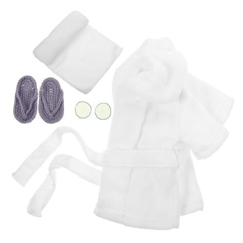 Holibanna 1 Set Neugeborenen-Fotografie-Requisite Hübscher Kleiner Bademantel Für Babys Kleinkinder Badetuch-Outfit Geschmeidiges Badetuch Aus Korallenvlies Für Mädchen Mit Zubehör Weiß von Holibanna