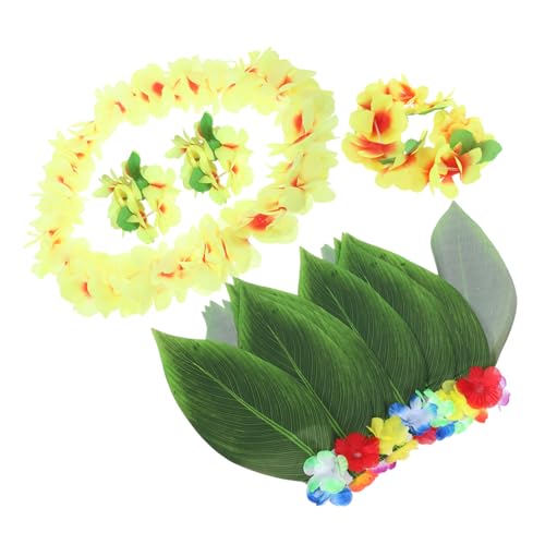 Holibanna 1 Set Realistische Hawaiianische Blätterrock Mit Buntem Blumenkranz Für Hawaii Themen Party Dekorationen Perfekte Partyversorgung Für Hula Strand Und Tropische Feiern von Holibanna