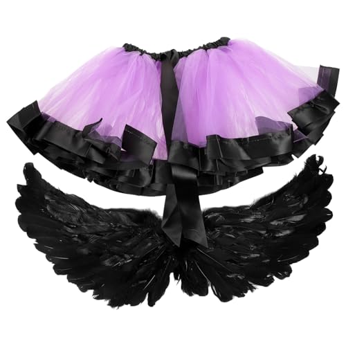 Holibanna 1 Set ädchen Halloween Kostü Tutu Rock Mit Schwarzen Federflügeln Engel Cosplay Set Für Perfekte Verkleidung Für Karneval Und Halloween von Holibanna