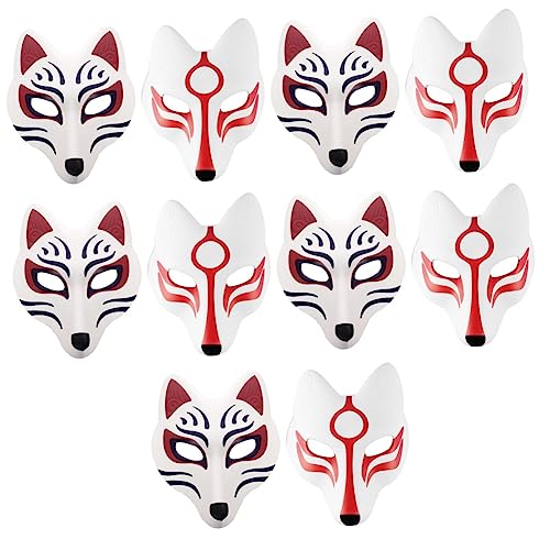 Holibanna 10 Stk Fuchs Maske Maskerade-Maske für Frauen japanische Partymaske Tier mit halbem Gesicht Cosplay-Maske halloween costume halloween kleidung Party-Maske fuchsförmige Masken Eva von Holibanna