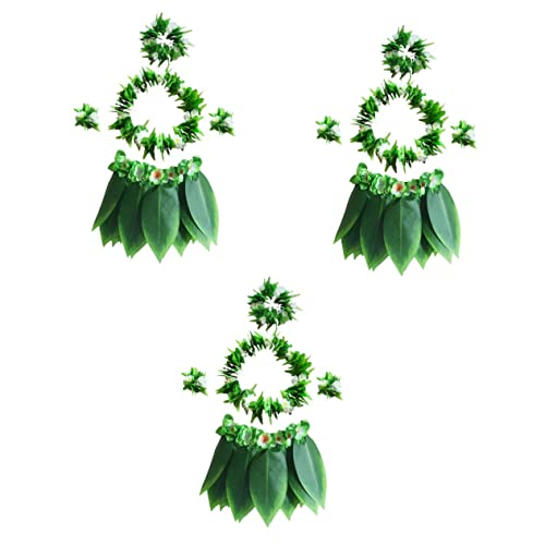 Holibanna 15 Stk hawaiianischer Blattrock hawaiianisches Outfit für Mädchen Luau-Gras hawaiianisches kostüm Hula Luau Partyrock hawaii outfit hawaii kleidung grüner Grasrock Luau-Kostüm von Holibanna