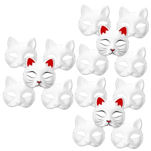 Holibanna 15 Stk katze gesichtsmaske maskerade katzenmasken weiße einfache Masken Therische Maske halloween masken halloweenmaske Katzenmaske für Frauen Katzenmaske für Erwachsene Papier von Holibanna