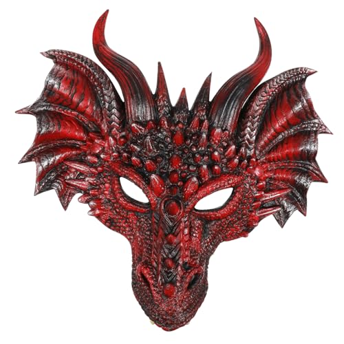 Holibanna 1Stk schwarze rote Drachenmaske Drachenkostüm Maskerade gruselige Maske Cosplay-Masken halloween masken drachen maske dekoration Drachen Kostüm Maske Halloween-Drachenmaske Pu von Holibanna