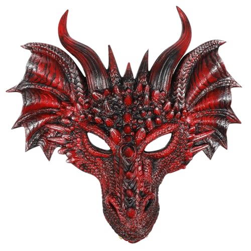 Holibanna 1Stk schwarze rote Drachenmaske tierische Maske Halloween-Drache Drachenkostüm für Erwachsene halloween masken drachen maske dekoration Halloween Kostümmaske Cosplay-Maske Pu von Holibanna