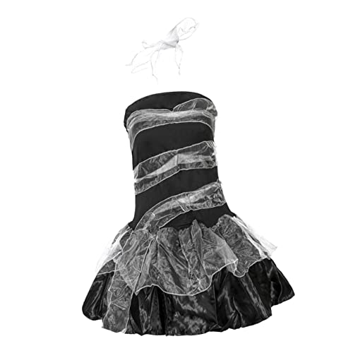 Holibanna 1stk Halloween-kleid Kleid Der Geisterbraut Strampler Für Damen Neuartige Halloween-kostüme Geisterkleid Für Frauen Zombie-brautkostüm Verrücktes Kleid Partykostüm Polyester von Holibanna