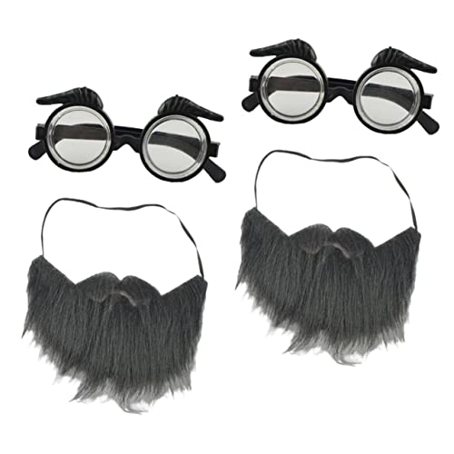 Holibanna 2 Sätze Abschlussballparty Bart Brille Verkleiden Herrenbrille Falscher Schnurrbart Clown-outfit Cosplay Gefälschter Bart Mann Falscher Bart Halloween-dekor Gru Nase Black Plastik von Holibanna