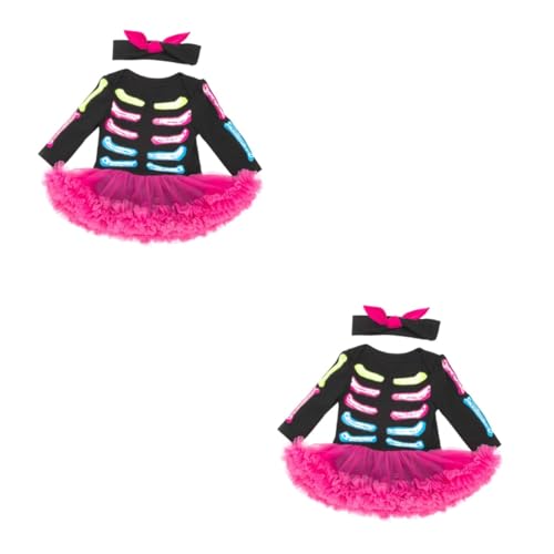 Holibanna 2 Sätze Festival-Skelett-Kleid Halloween-Outfits für Mädchen mädchen rock halloween costume halloween kleidung Halloween-Babykleidung Halloween-Babyspielanzug Baumwolle von Holibanna