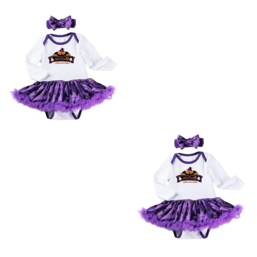 Holibanna 2 Sätze Langärmliges Stramplerkleid Outfits für Babymädchen Kleider für Babymädchen Halloween costume romper skirt kleidung Halloween-Kostüm für Neugeborene von Holibanna