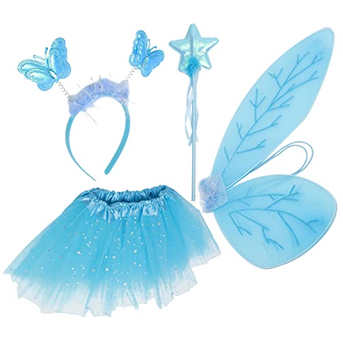 Holibanna 2 Sätze Prinzessinnenkleid mit Flügeln Spielzeug für Kinder Tutu-Rock für Mädchen Kinderspielzeug shöne bescherung feeflügeln dekoratives Kostüm dekorativer Tutu-Rock Tuch Sky-blue von Holibanna