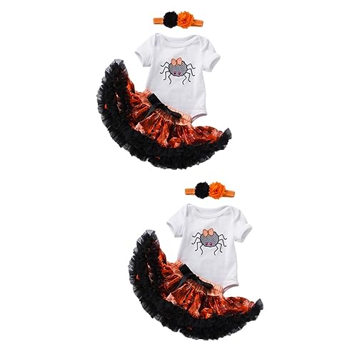 Holibanna 2 Sets Halloween Kleid Anzug Kleidung Mein 1 Halloween Mädchen Outfit Rock Kleidung Halloween Strampler Mit Tutu Rock Halloween Kinderkleidung Röcke Aus Baumwolle von Holibanna