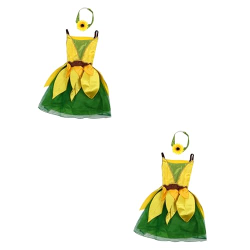 Holibanna 2 Stk Bühnenkostüm Kleinkind Mädchen Rock Kostüme für Mädchen Outfit für Mädchen Sonnenblumen-Outfits Festliche Kleidung für Kinder Bühnenkleidung für Kinder Partyrock Yellow von Holibanna