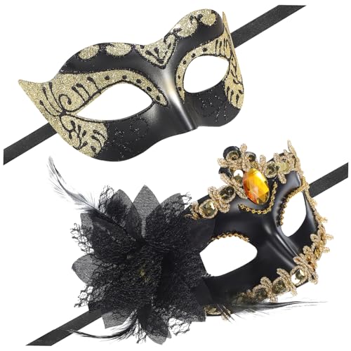 Holibanna 2 Stk Maske venetian mask costume masks lace mask masks black face mask set black masks the mask venezianisch Party Quaste Männer maskieren funkeln Dekorationen Kostüm Plastik von Holibanna