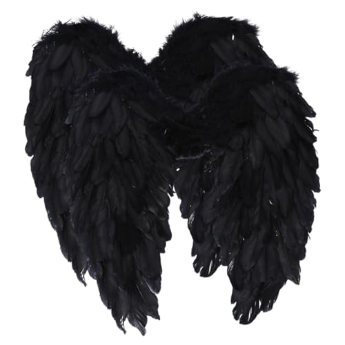 Holibanna 2 Stk weihachtsdeko weinachtendecor Attraktiv party accessoires Karnevalsflügel dunkle Feenflügel Halloween-Engelkostüm Flügel u große Engelsflügel Flügel für Cosplay Feder Black von Holibanna