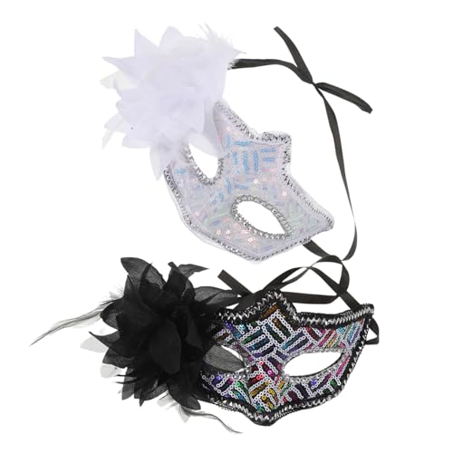 Holibanna 2 Stück Halbgesichts Masken Damen mit Schimmernden Pailletten und Seitlicher Blüte Leichte Cosplay Masken für Halloween Abendveranstaltungen Fasching und Kostümpartys Holibanna 2 Stück Halbgesichts Masken Damen mit Schimmernden Pailletten und Seitlicher Blüte Leichte Cosplay Masken für Halloween Abendveranstaltungen Fasching und Kostümpartys von Holibanna