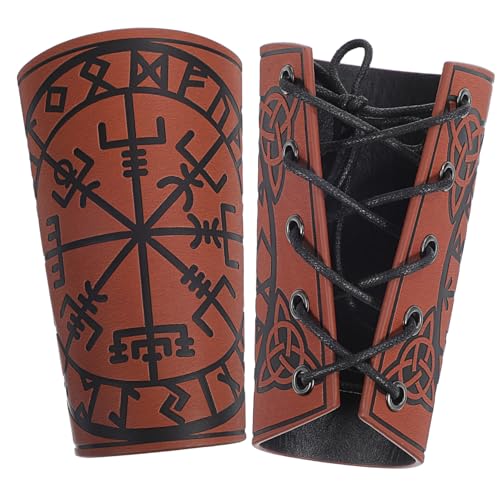 Holibanna 2 Stück Wikinger Armschützer aus Pu Leder mit Geprägtem Muster Mittelalterliche Armschienen für Herren Robuste Wikinger Handgelenkschützer Renaissance Kostüm Zubehör Braun Holibanna 2 Stück Wikinger Armschützer aus Pu Leder mit Geprägtem Muster Mittelalterliche Armschienen für Herren Robuste Wikinger Handgelenkschützer Renaissance Kostüm Zubehör Braun von Holibanna
