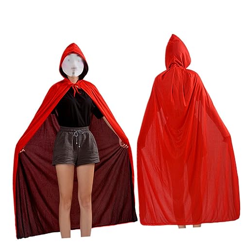 Holibanna 2 Teiliges Halloween Kostü Set Mit Kapuze Schwarzer Und Roter Umhang Für Erwachsene Und Cosplay Zubehör Mit Kürbis Tasche Lang Ideal Für Partys Und Karneval von Holibanna