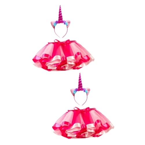 Holibanna 2St Einhornkleid e girl kleidung regenbogenkleid Ballettröckchen rainbow dress Feen-Tutu-Kostüm Kostüme für Mädchen Mädchenkleidung einhorn mädchen kleidung Einhorn Kostüm Rosy von Holibanna