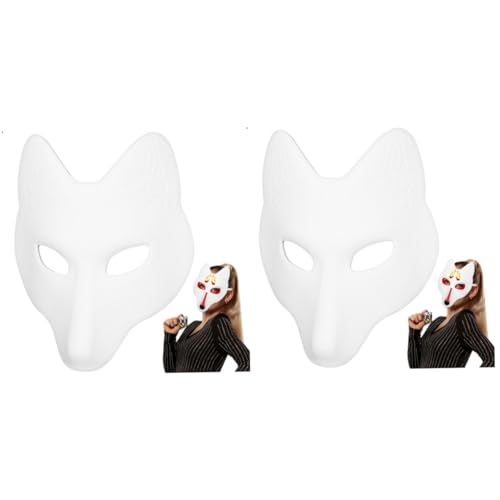 Holibanna 2St Fuchs Fuchsmasken zum Bemalen leere Maskerademaske Cosplay- halloween costume halloween kleidung puppenzubehör halloween deko handbemalte leere Tiermaske von Holibanna