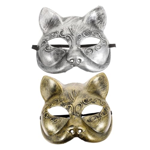 Holibanna 2St Fuchs Maske Niedliche Maske Verkleidung Maske faschings maske Silber Maske gesichts maske Partyzubehör Fuchsmaske realistische Maske Karnevalsmaske prop Maskenstütze Plastik von Holibanna