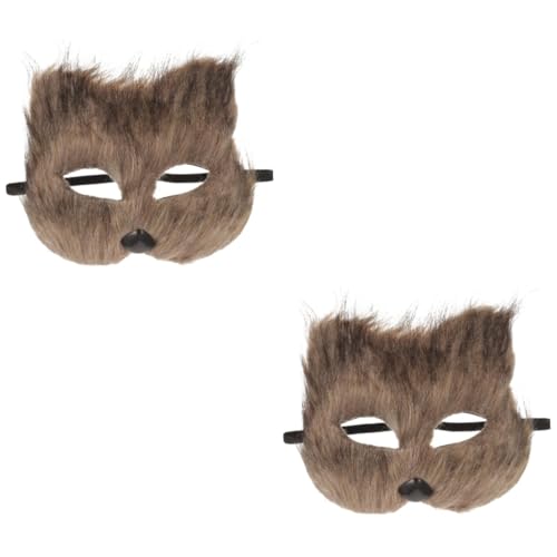 Holibanna 2St Fuchs Maske halloween maske halloween-maske halbe maske Maskerade Maske Männer Fuchsmaske pelzig Cosplay Fuchsmaske für Party Cosplay Fuchsmaske für Maskerade Flaum Light Brown von Holibanna