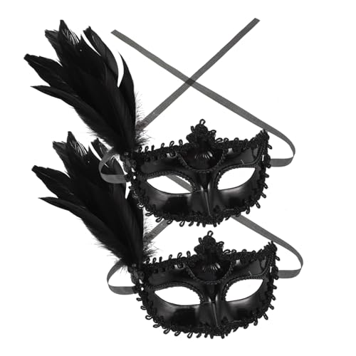 Holibanna 2St Karnevalsmaske halloween masken halloweenmaske masquerade opmasken Geburtstagsmaske Maskerade-Maske für Frauen Maskendekor Rave-Maske Kostümmasken Ball Masken Plastik Black von Holibanna