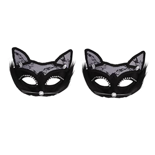 Holibanna 2St Maskerade Maske Maskerade-Maske Kostüm Wimperntusche Masken katze gesichtsmaske halloween maske halloween-maske Gesichtsmaske für Erwachsene Maske für Rollenspiele PVC Black von Holibanna