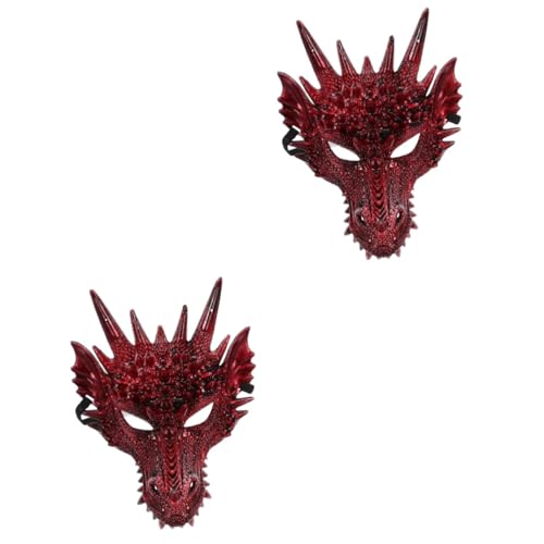 Holibanna 2St Tierische Drachenmaske tiermasken halloween-maske Tiermaske Drachenkopf Verkleidungsmaske Tier-Cosplay-Kostüm Cosplay-Drachenmaske Drachenmaske für Halloween Plastik rot von Holibanna