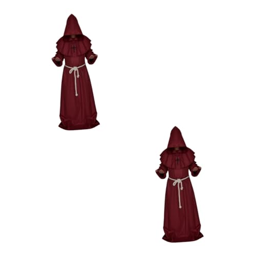 Holibanna 2St Zaubererrobe mittelalterlicher mönch mit Kapuze Mönchsgewand Halloween Mönch Robe Kostüm Mönchskostüm Halloween Costume Halloween Kleidung Cosplay-Anzug Zaubereruniform von Holibanna