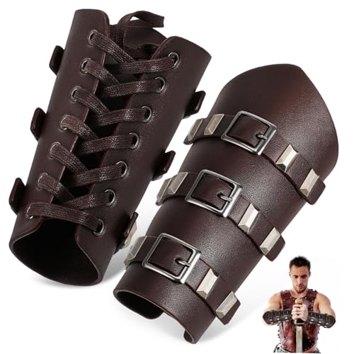 Holibanna 2st Armband Mittelalterliches Zubehör Mittelalterliches Halloween-kostümzubehör Wikinger-Cosplay Mittelalterlicher Armschutz Wikinger-handgelenkschützer Metallbeschläge von Holibanna