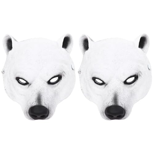 Holibanna 2st Eisbär-maske Halloween-cosplay-masken Maskerade Volles Gesicht Karnevalskleid Karneval-cosplay Venezianische Maskerade Kostüm Bärengesicht Jura Zubehör Weiß Kind Empfindlich von Holibanna