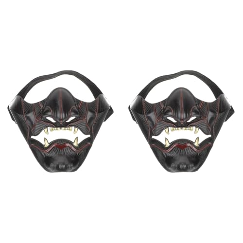 Holibanna 2st Prajna Halbmaske Maskerade-maske Für Frauen Vampir-masken Kabuki-samurai-halbmaske Maskerademaske Für Halloween Masken Dekor Plastik Männer Und Frauen Fuchs Dämon Grimasse von Holibanna