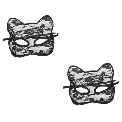 Holibanna 2st Spitze Katze Gesichtsmaske Kostümmasken Halloween-masken Für Erwachsene Halloween-requisiten Ball Masken Cosplay-masken Abschlussball Maske Tierkostüm Tiermasken Black Plastik von Holibanna