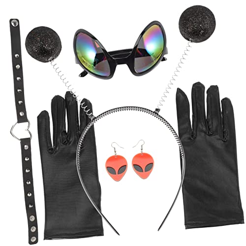 Holibanna 3 Sätze Außerirdische Dekoration Henne Parteien Masken Rave Cosplay Glühen Sonnenbrille Lustig Stirnbänder Kostüm Zubehör Party Schnapsgläser Haarband Haarreifen Black Plastik von Holibanna