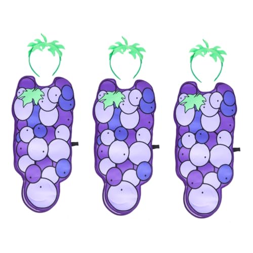 Holibanna 3 Sätze Grape Performance-kleidung Buzz-kostüm Fallout-kostüm Traubenkleidung Cosplay Halloween Aufblasbares Kostüm Frauenkostüm Kostüm Violett Polyester (polyester) von Holibanna